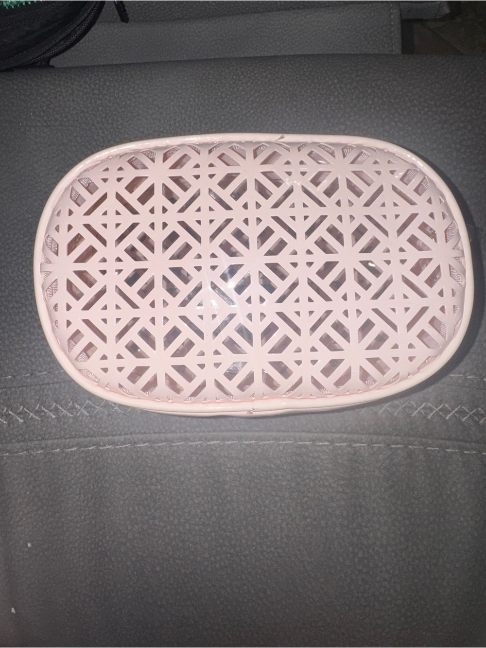 Tory Burch cosmetic pouch NEW no tag. Plastic still on zipper pull. PVC lining.